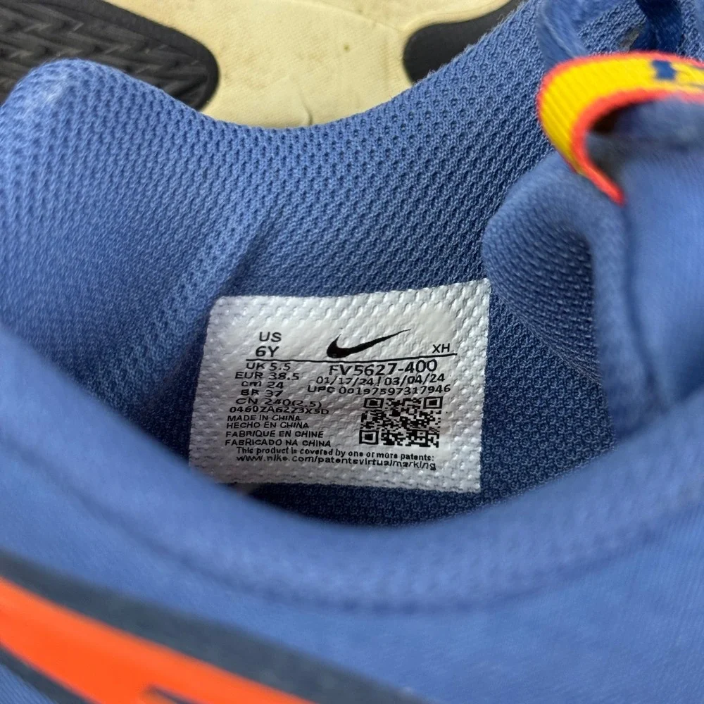 Nike Kids Basketball Shoes Blue Orange Sneakers‎ Athletic 6Y